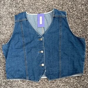 Denim Vest with Button Closure